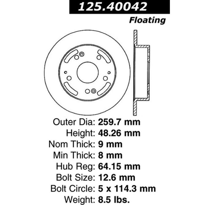 CENTRIC PARTS 125.40042 Centric Premium High Carbon Alloy Brake Rotor