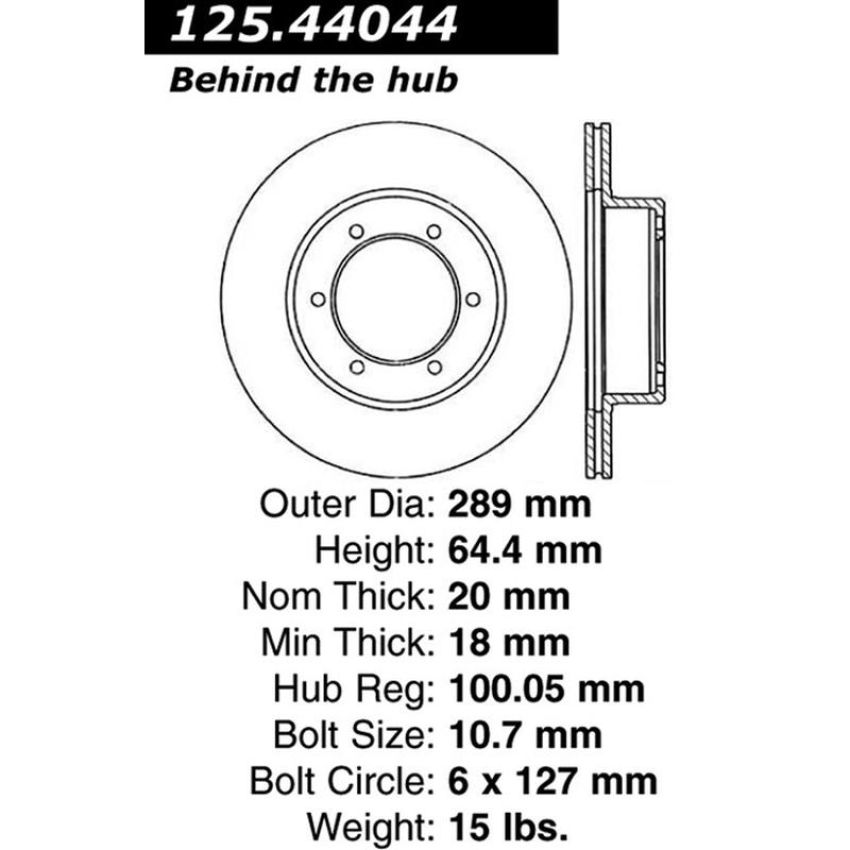 CENTRIC PARTS 125.44044 Centric Premium High Carbon Alloy Brake Rotor