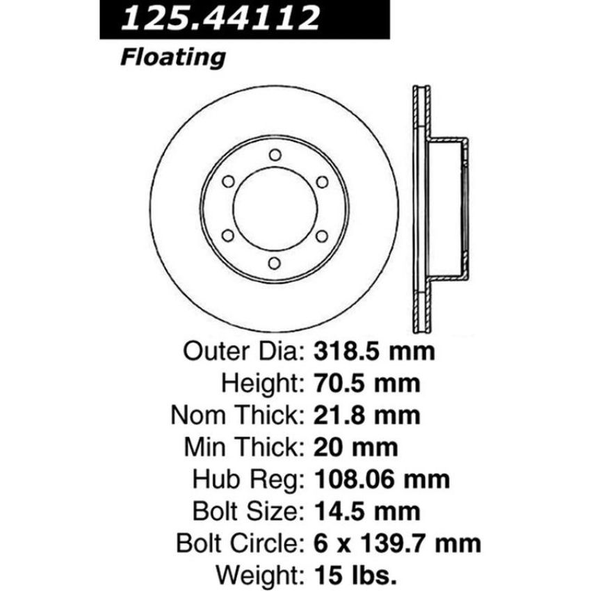 CENTRIC PARTS 125.44112 Centric Premium High Carbon Alloy Brake Rotor