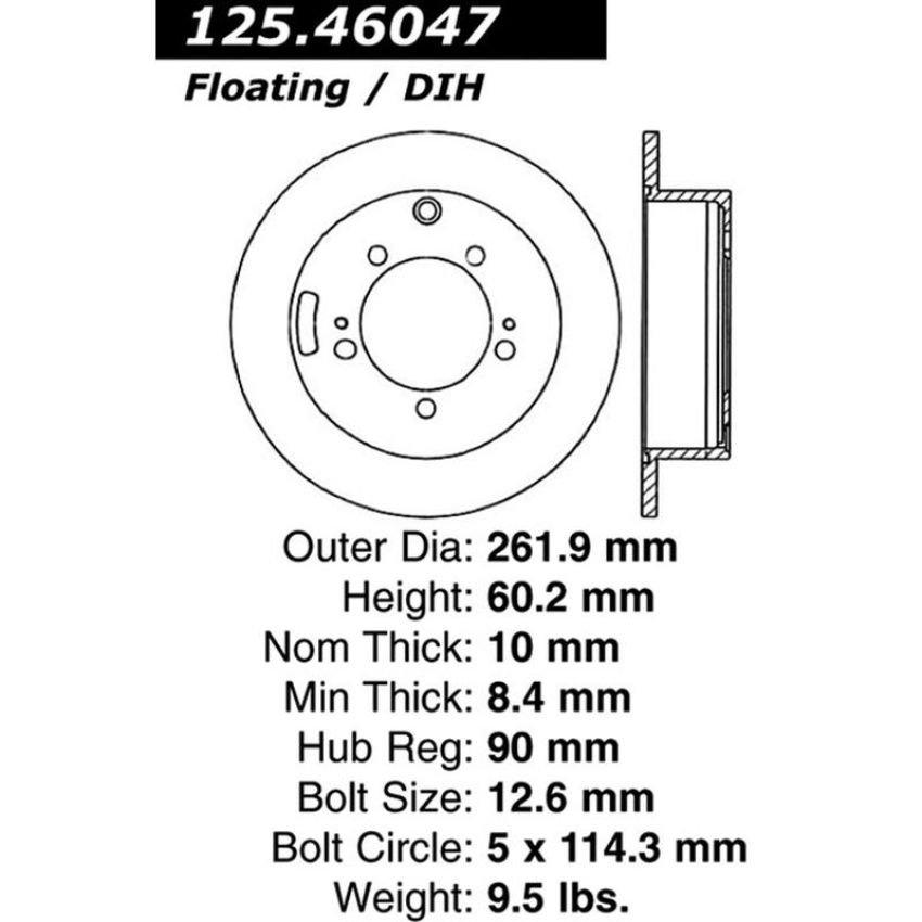 CENTRIC PARTS 125.46047 Centric Premium High Carbon Alloy Brake Rotor