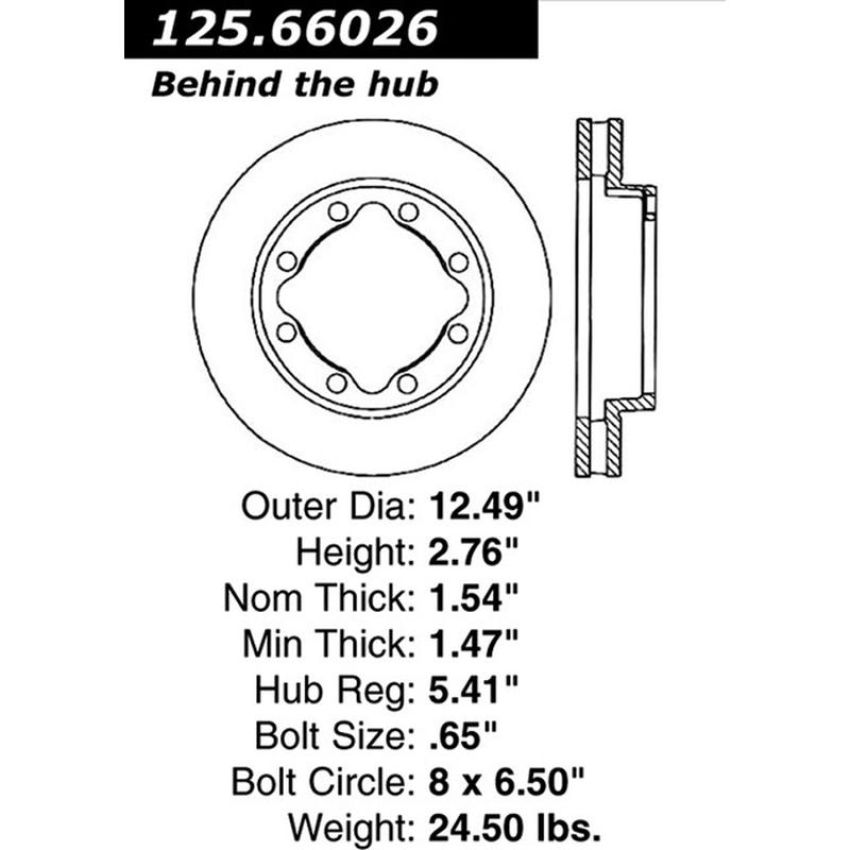 CENTRIC PARTS 125.66026 Centric Premium High Carbon Alloy Brake Rotor