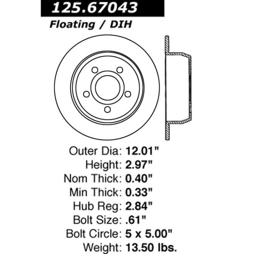 CENTRIC PARTS 125.67043 Centric Premium High Carbon Alloy Brake Rotor