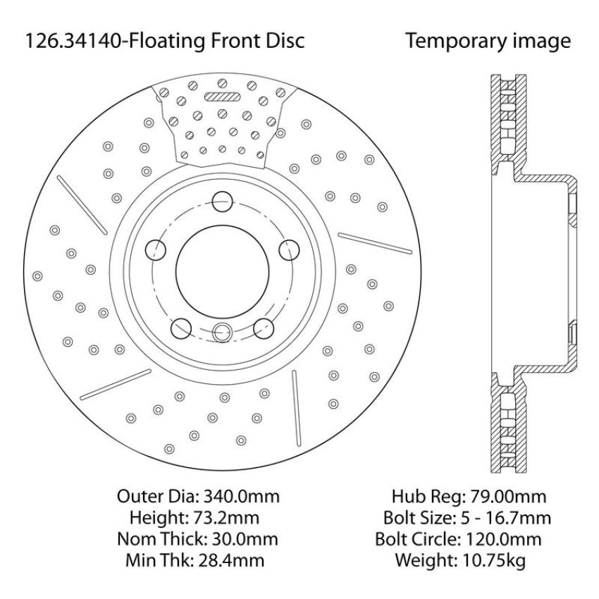 CENTRIC PARTS 126.34140 Centric Premium OE Style Slotted Brake Rotor