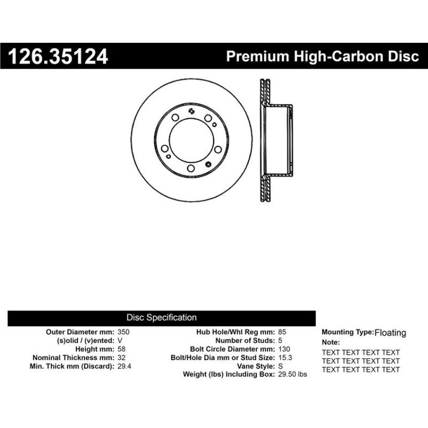 CENTRIC PARTS 126.35124 Centric Premium OE Style Slotted Brake Rotor