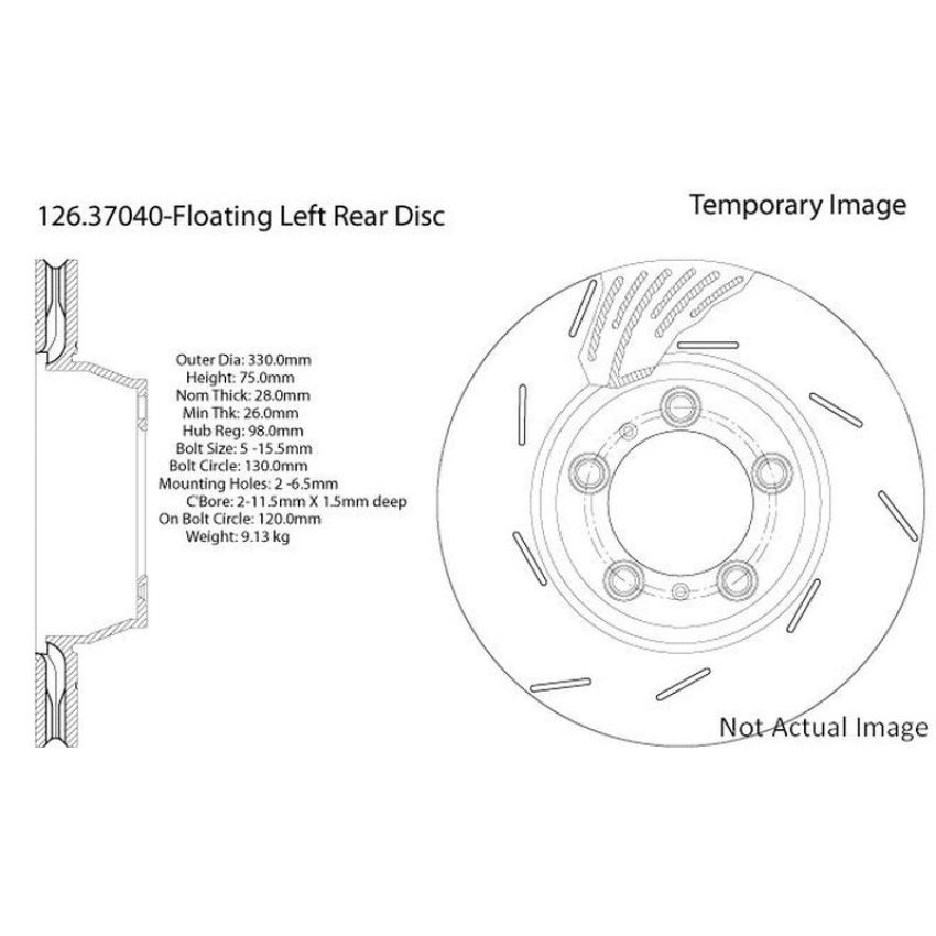 CENTRIC PARTS 126.37040 Centric Premium OE Style Slotted Brake Rotor