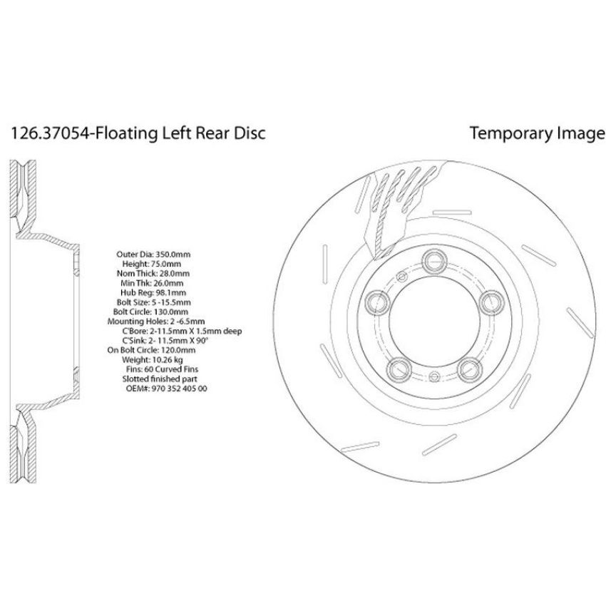 CENTRIC PARTS 126.37054 Centric Premium OE Style Slotted Brake Rotor