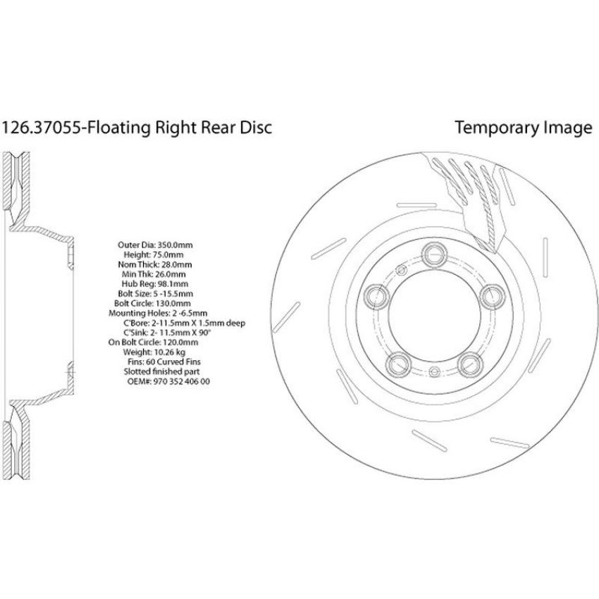 CENTRIC PARTS 126.37055 Centric Premium OE Style Slotted Brake Rotor
