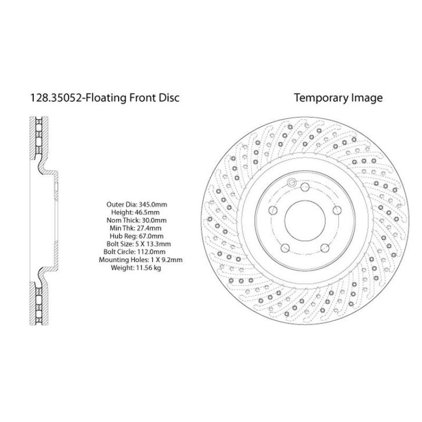 CENTRIC PARTS 128.35052 Centric Premium OE Style Drilled Brake Rotor
