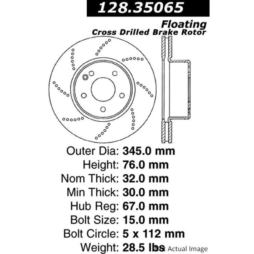 CENTRIC PARTS 128.35065 Centric Premium OE Style Drilled Brake Rotor