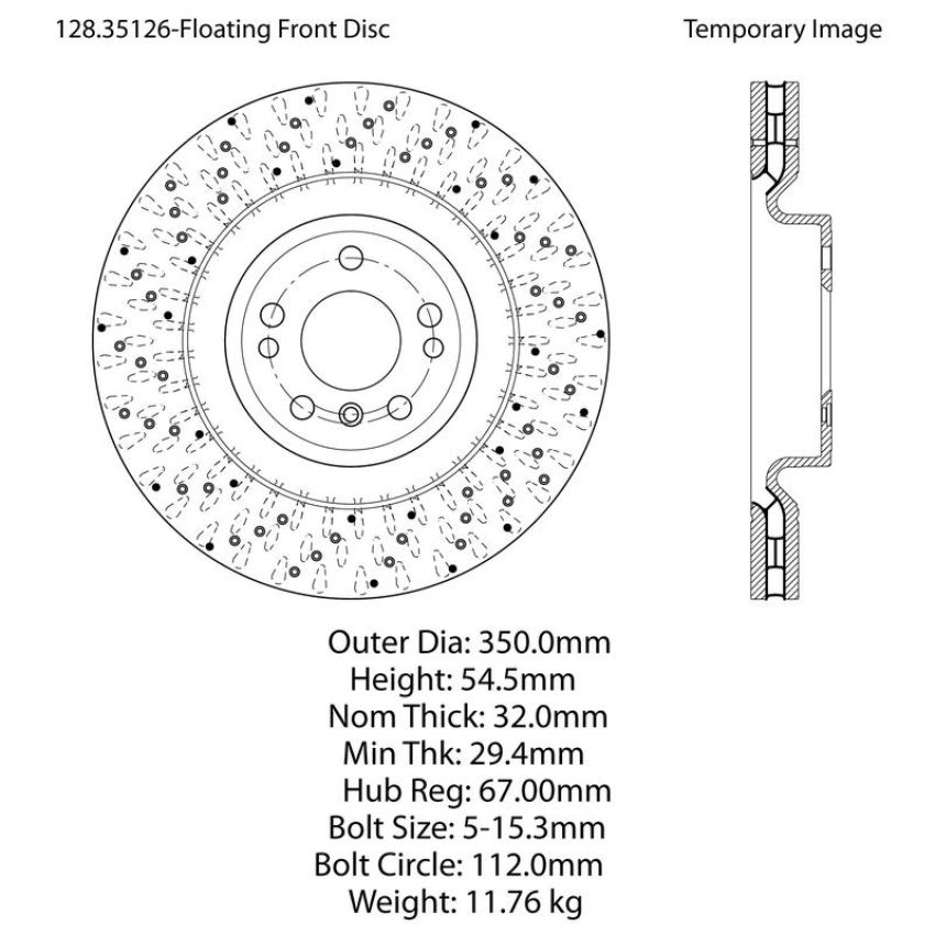 CENTRIC PARTS 128.35126 Centric Premium OE Style Drilled Brake Rotor