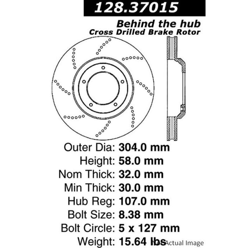 CENTRIC PARTS 128.37015 Centric Premium OE Style Drilled  Brake Rotor