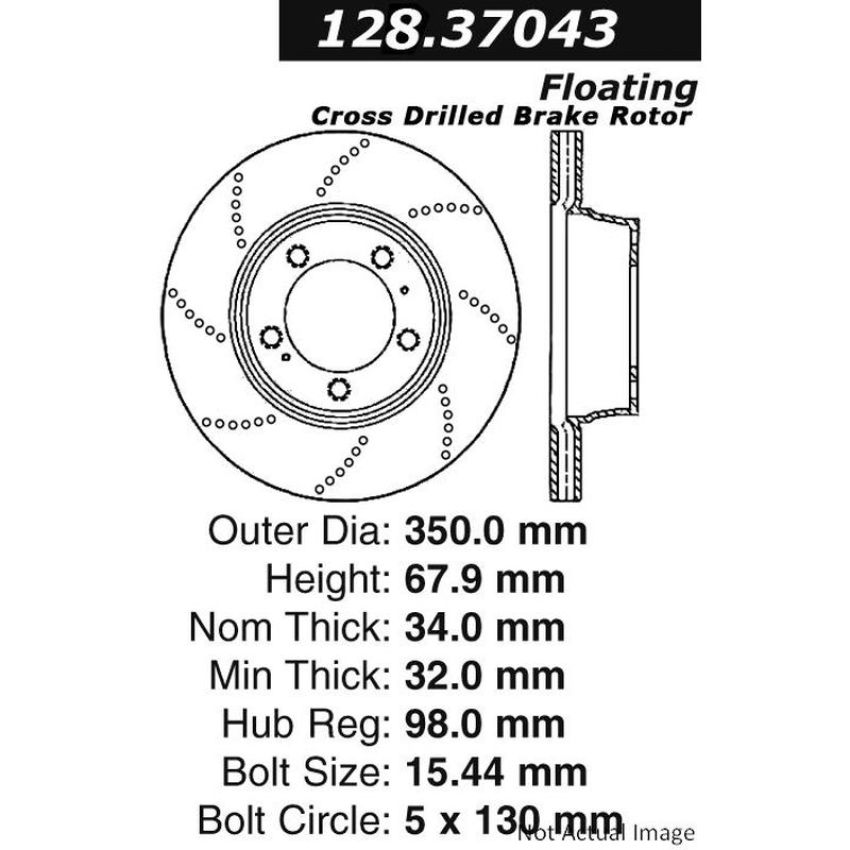 CENTRIC PARTS 128.37043 Centric Premium OE Style Drilled Brake Rotor