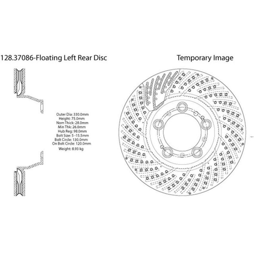CENTRIC PARTS 128.37086 Centric Premium OE Style Drilled Brake Rotor