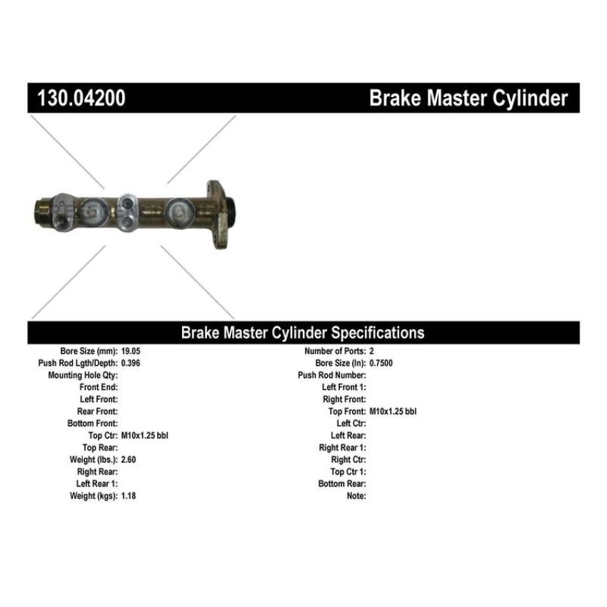 CENTRIC PARTS 130.04200 Centric Premium Brake Master Cylinder