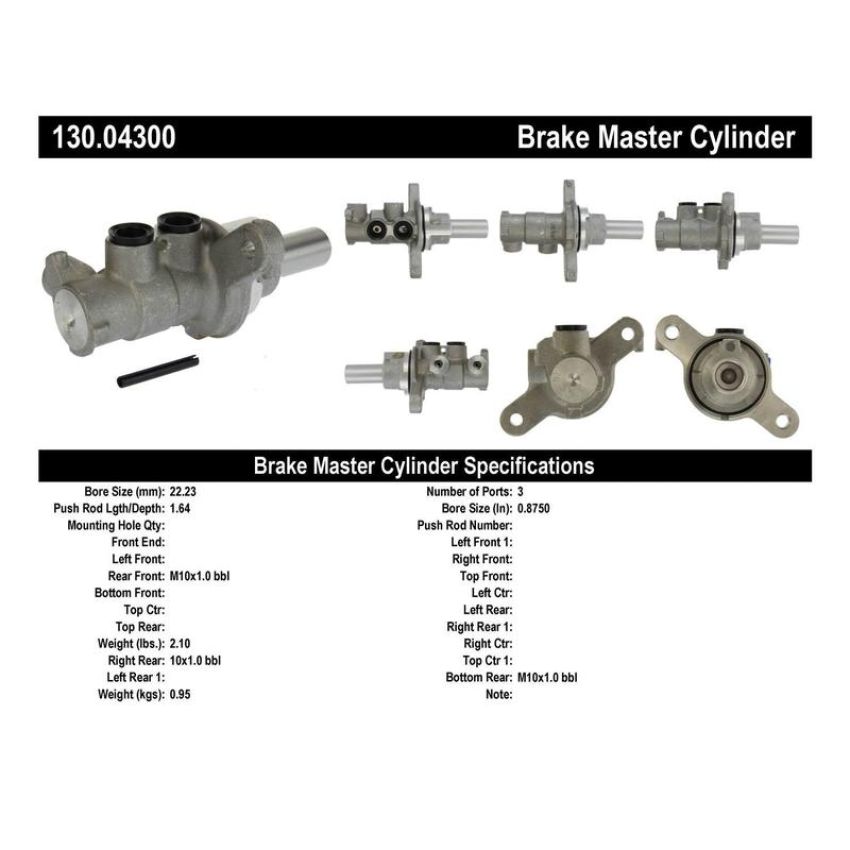 CENTRIC PARTS 130.04300 Centric Premium Brake Master Cylinder