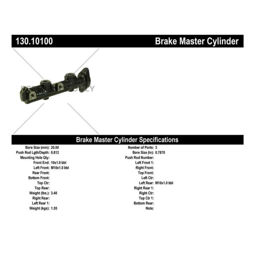 CENTRIC PARTS 130.10100 Centric Premium Brake Master Cylinder