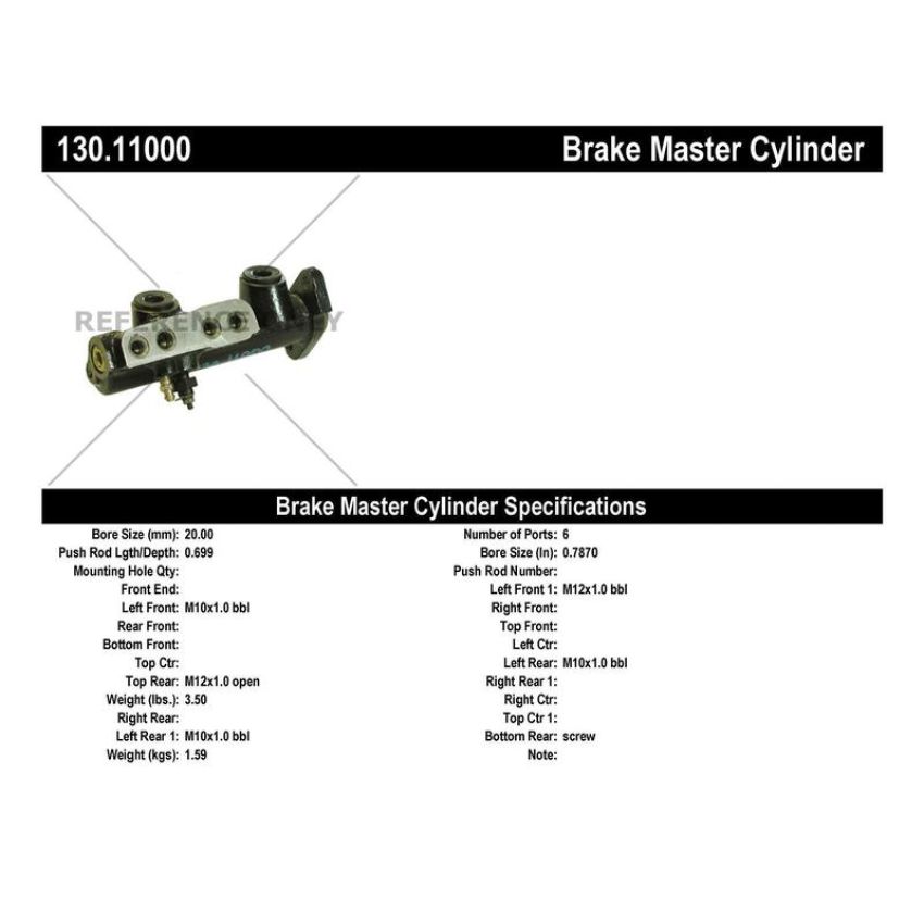 CENTRIC PARTS 130.11000 Centric Premium Brake Master Cylinder