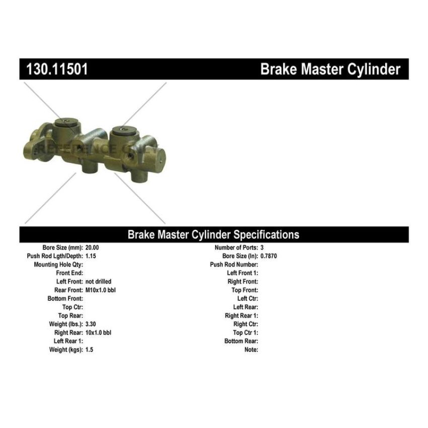 CENTRIC PARTS 130.11501 Centric Premium Brake Master Cylinder