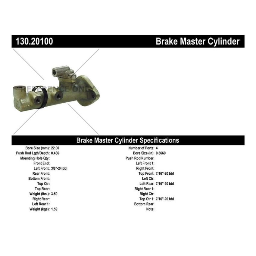 CENTRIC PARTS 130.20100 Centric Premium Brake Master Cylinder
