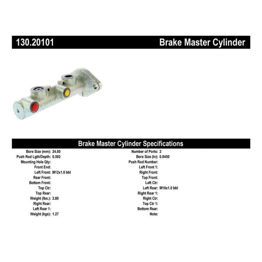 CENTRIC PARTS 130.20101 Centric Premium Brake Master Cylinder