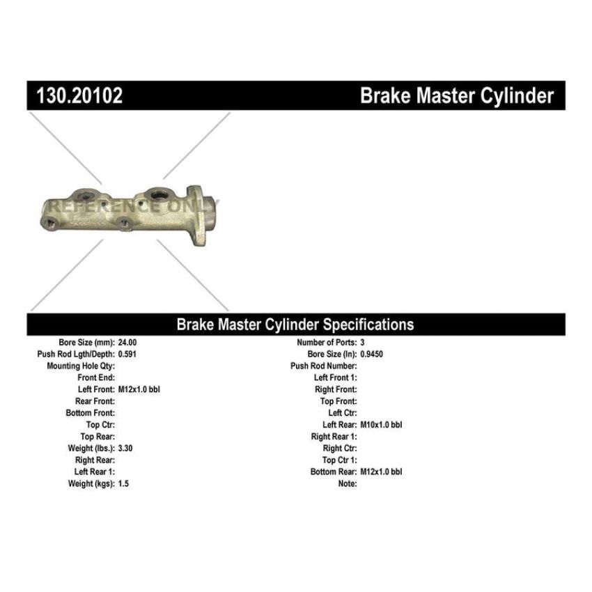 CENTRIC PARTS 130.20102 Centric Premium Brake Master Cylinder