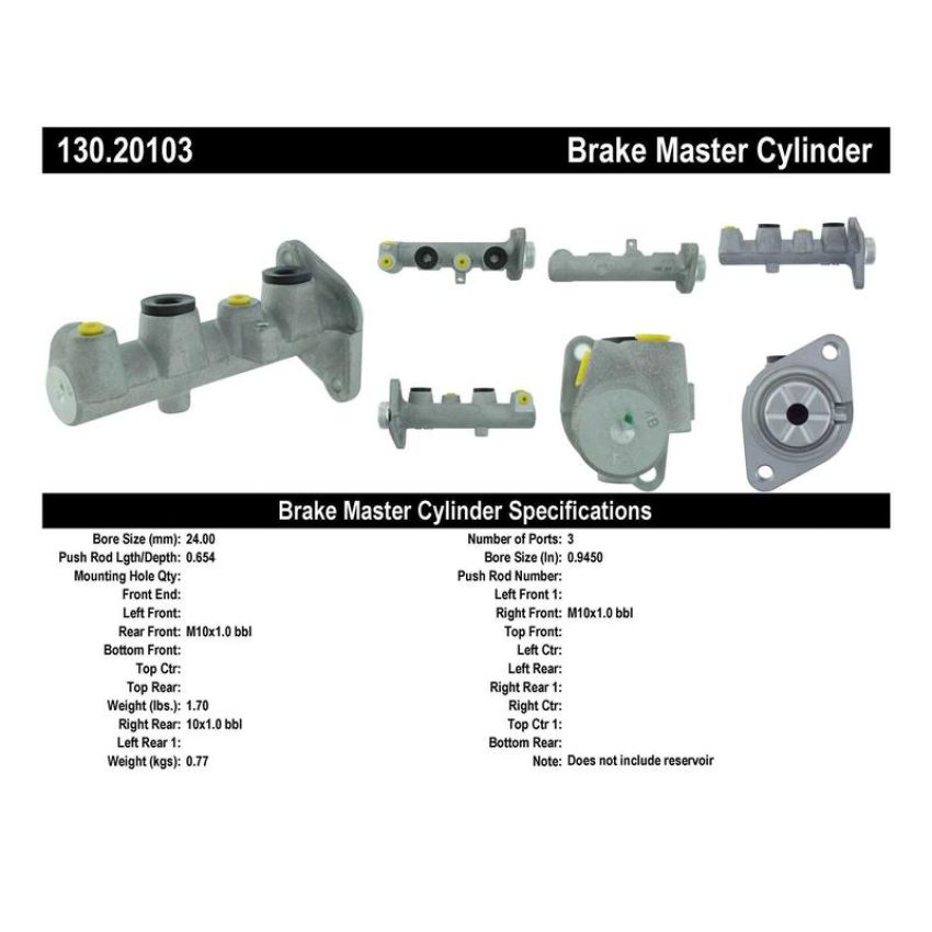 CENTRIC PARTS 130.20103 Centric Premium Brake Master Cylinder