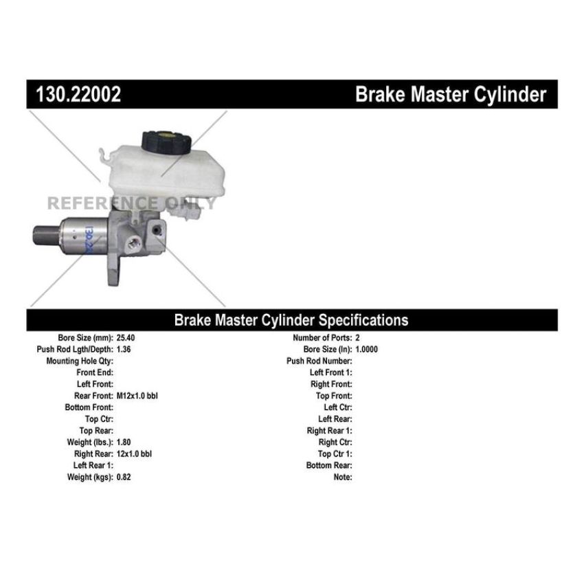 CENTRIC PARTS 130.22002 Centric Premium Brake Master Cylinder