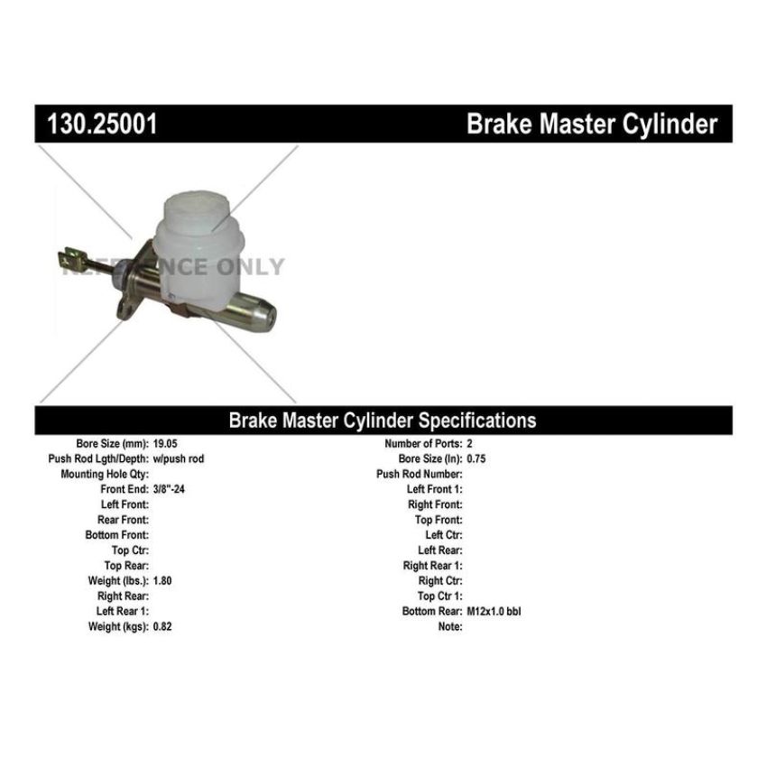 CENTRIC PARTS 130.25001 Centric Premium Brake Master Cylinder