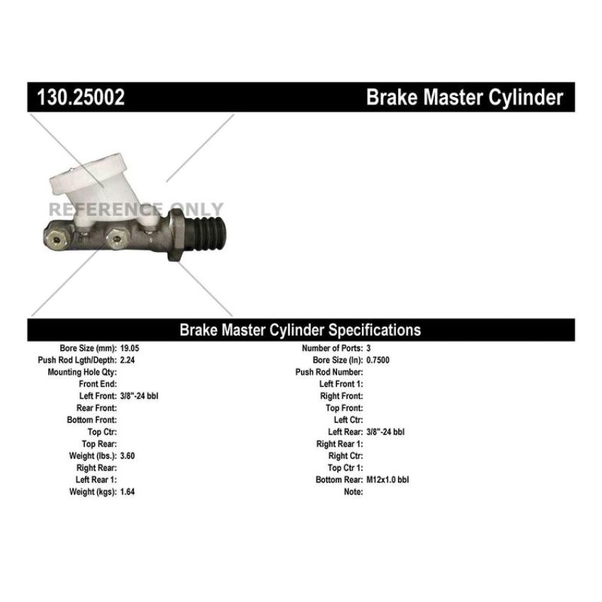 CENTRIC PARTS 130.25002 Centric Premium Brake Master Cylinder