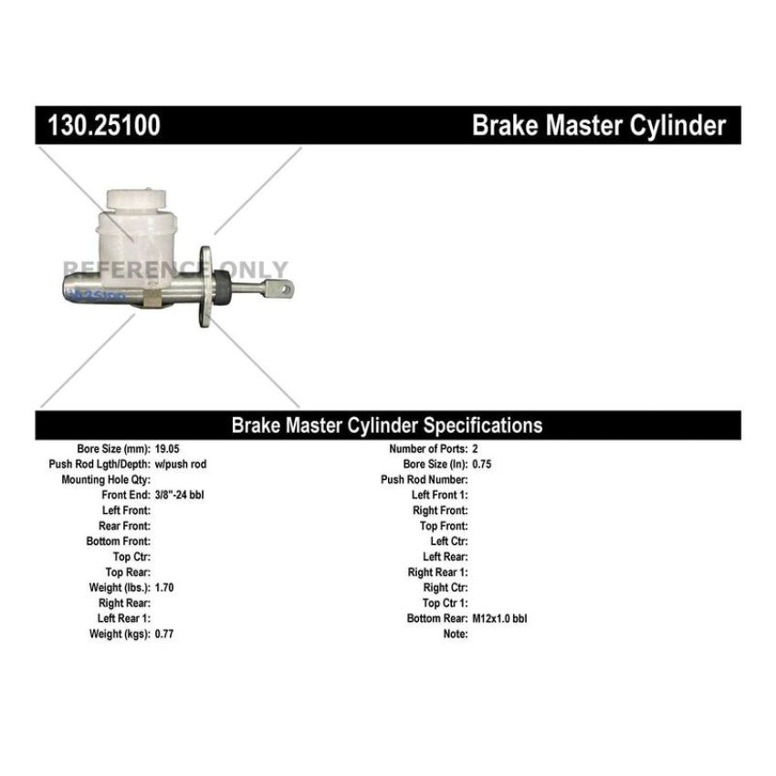 CENTRIC PARTS 130.25100 Centric Premium Brake Master Cylinder