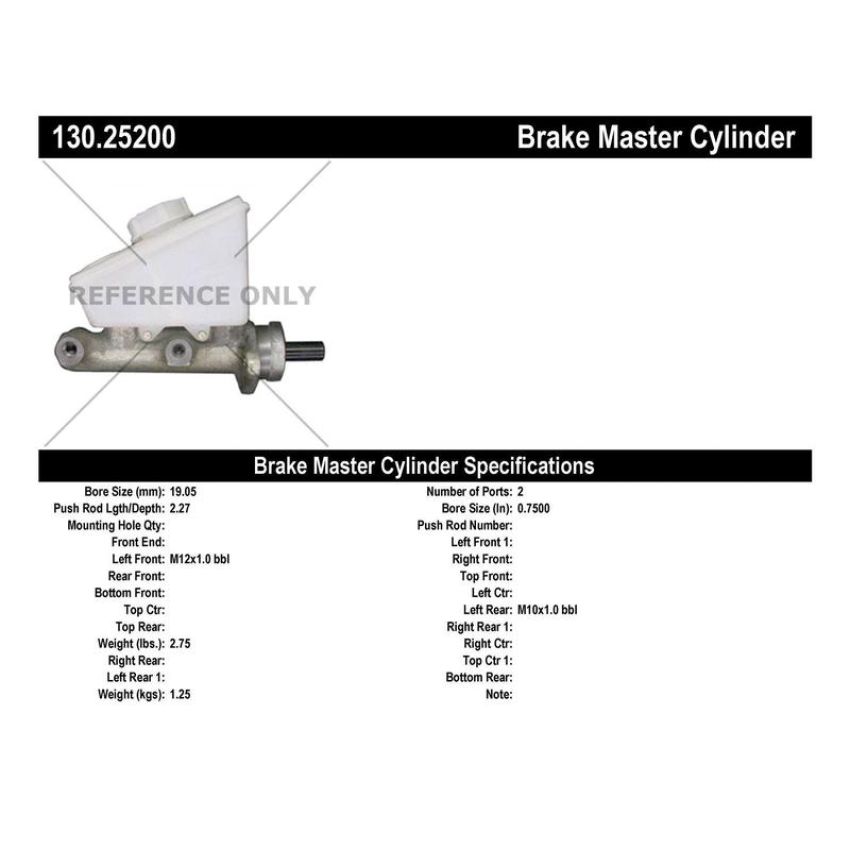 CENTRIC PARTS 130.25200 Centric Premium Brake Master Cylinder