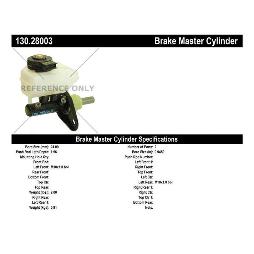 CENTRIC PARTS 130.28003 Centric Premium Brake Master Cylinder