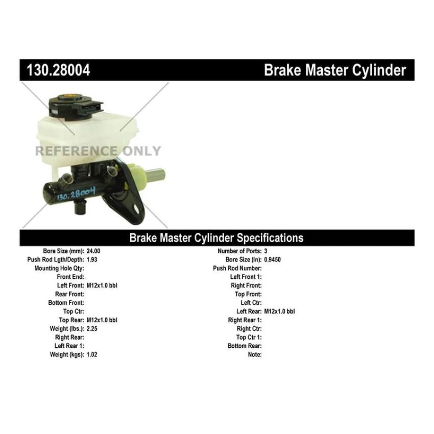 CENTRIC PARTS 130.28004 Centric Premium Brake Master Cylinder