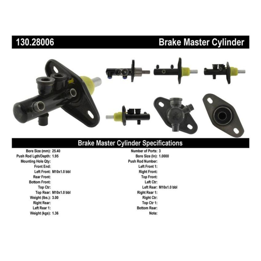 CENTRIC PARTS 130.28006 Centric Premium Brake Master Cylinder
