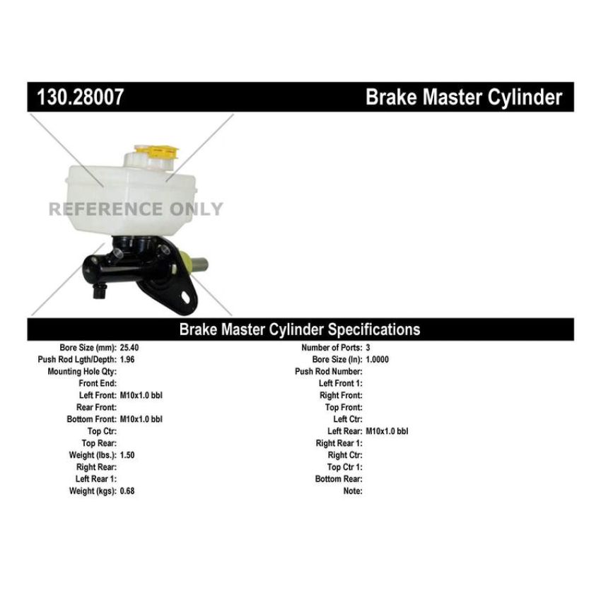 CENTRIC PARTS 130.28007 Centric Premium Brake Master Cylinder