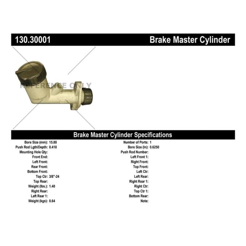 CENTRIC PARTS 130.30001 Centric Premium Brake Master Cylinder