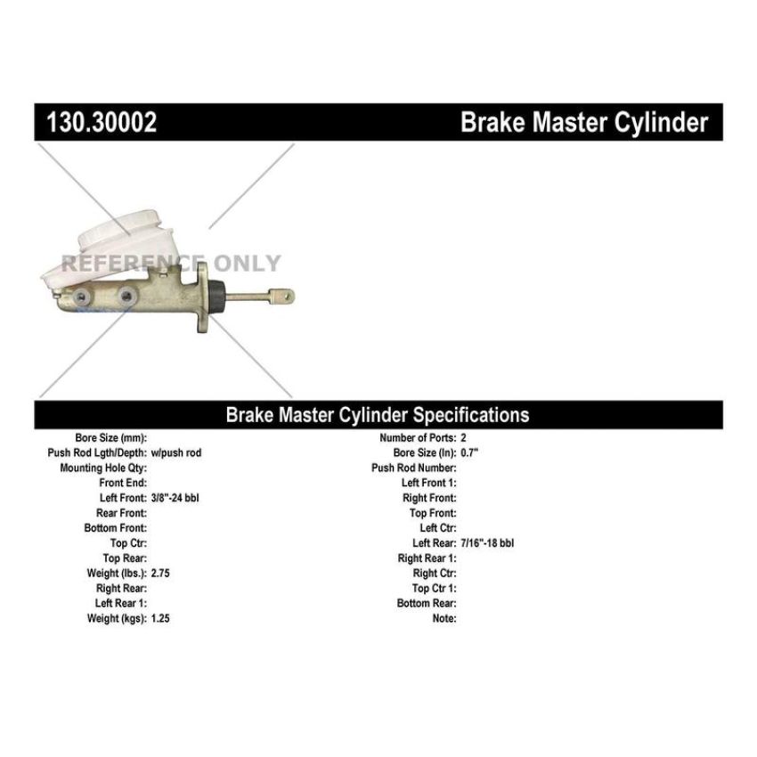 CENTRIC PARTS 130.30002 Centric Premium Brake Master Cylinder