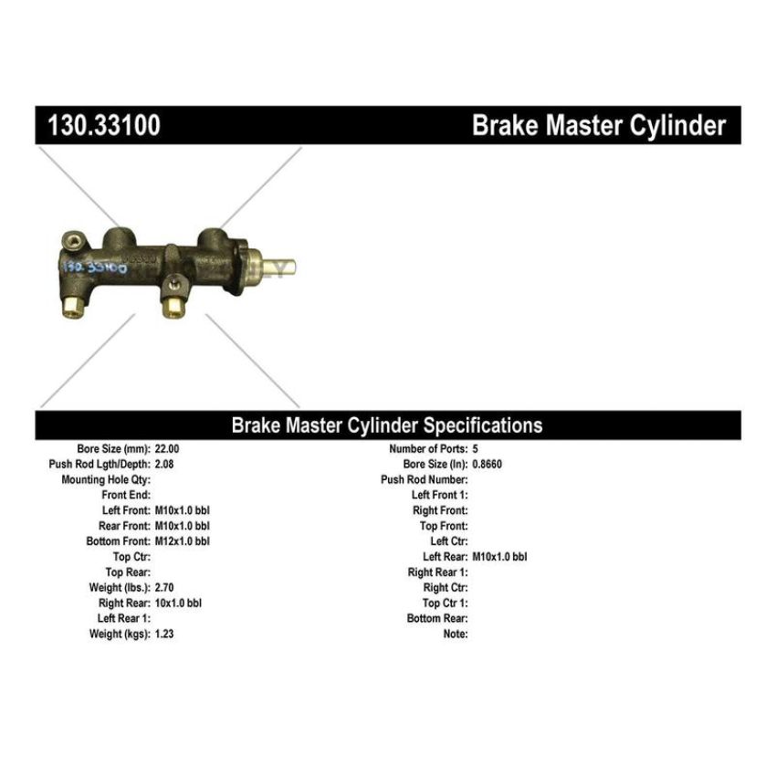 CENTRIC PARTS 130.33100 Centric Premium Brake Master Cylinder