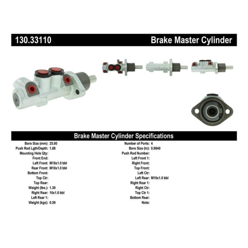 CENTRIC PARTS 130.33110 Centric Premium Brake Master Cylinder