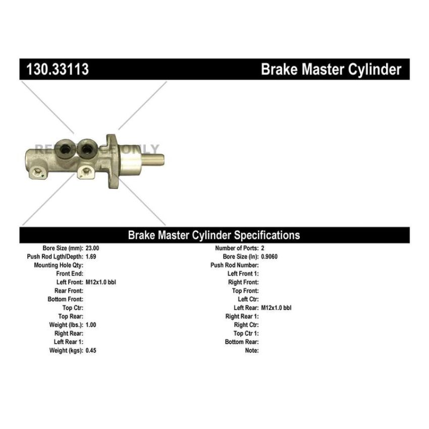 CENTRIC PARTS 130.33113 Centric Premium Brake Master Cylinder