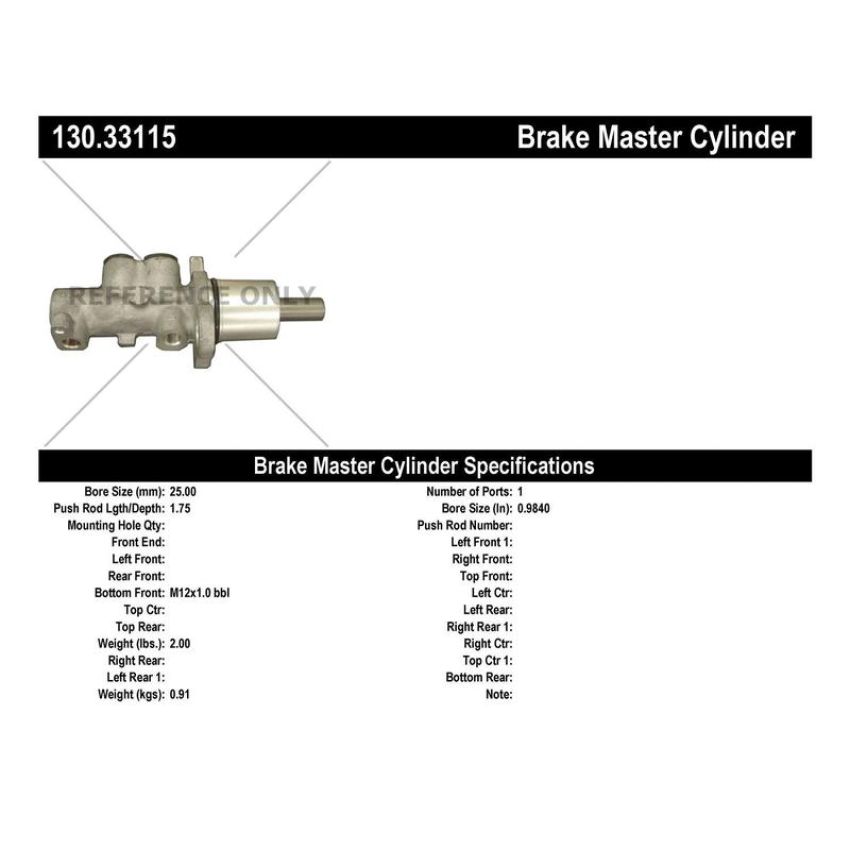 CENTRIC PARTS 130.33115 Centric Premium Brake Master Cylinder