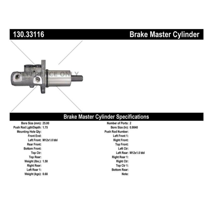 CENTRIC PARTS 130.33116 Centric Premium Brake Master Cylinder