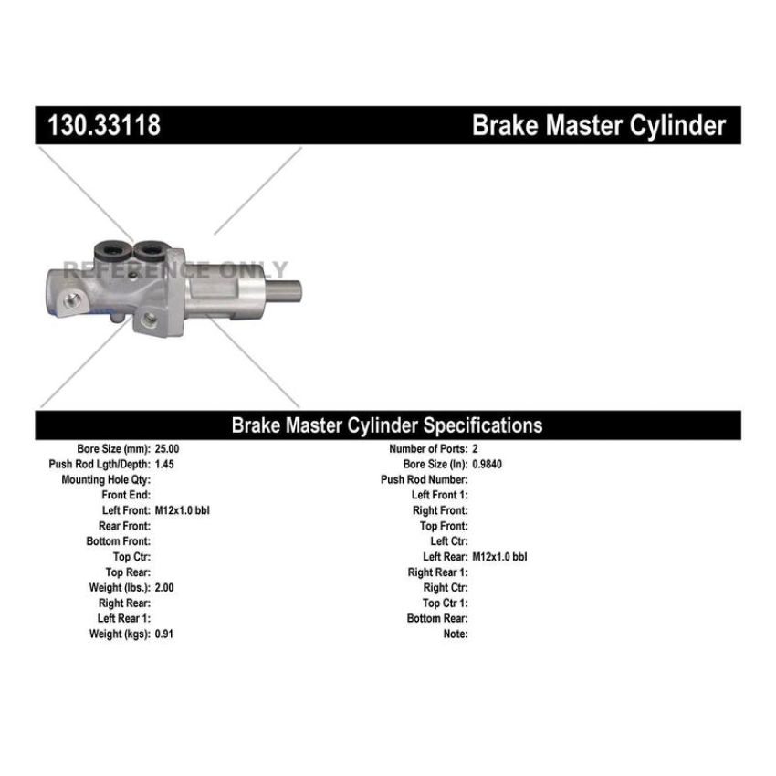 CENTRIC PARTS 130.33118 Centric Premium Brake Master Cylinder