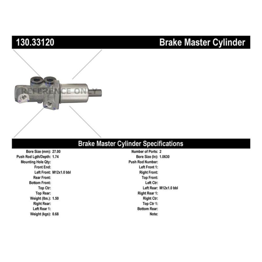 CENTRIC PARTS 130.33120 Centric Premium Brake Master Cylinder