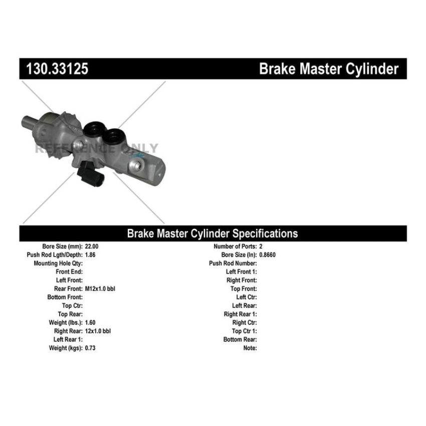 CENTRIC PARTS 130.33125 Centric Premium Brake Master Cylinder