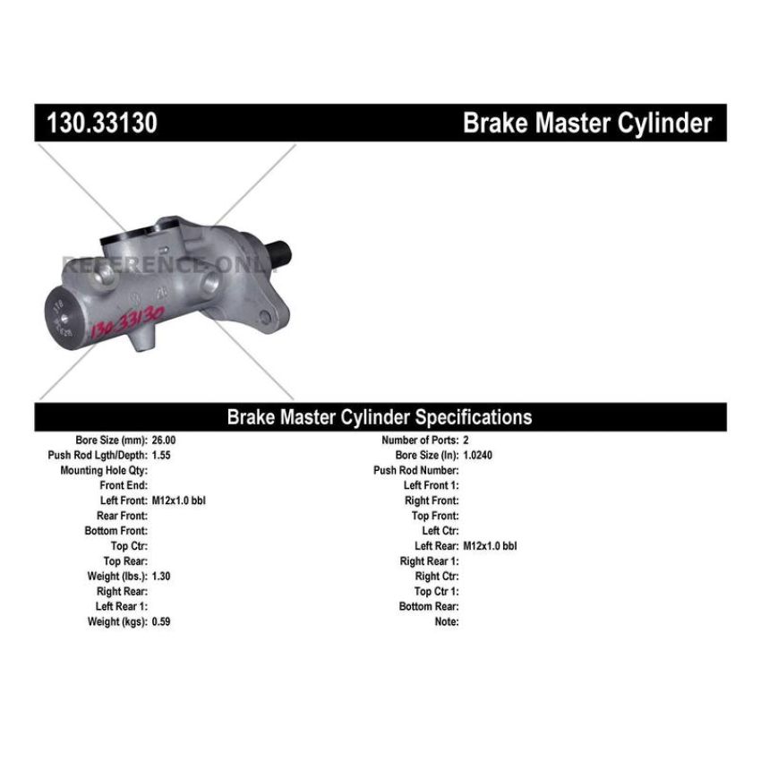 CENTRIC PARTS 130.33130 Centric Premium Brake Master Cylinder