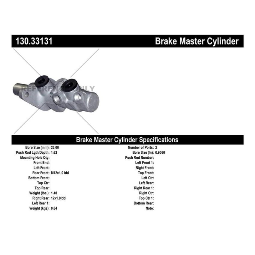CENTRIC PARTS 130.33131 Centric Premium Brake Master Cylinder