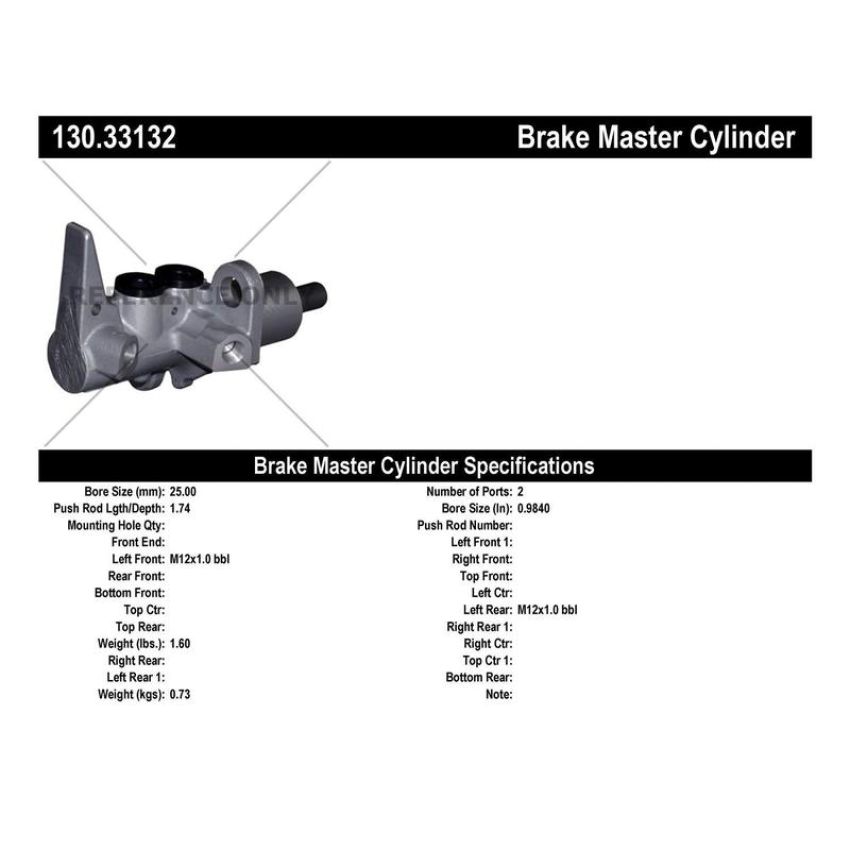CENTRIC PARTS 130.33132 Centric Premium Brake Master Cylinder
