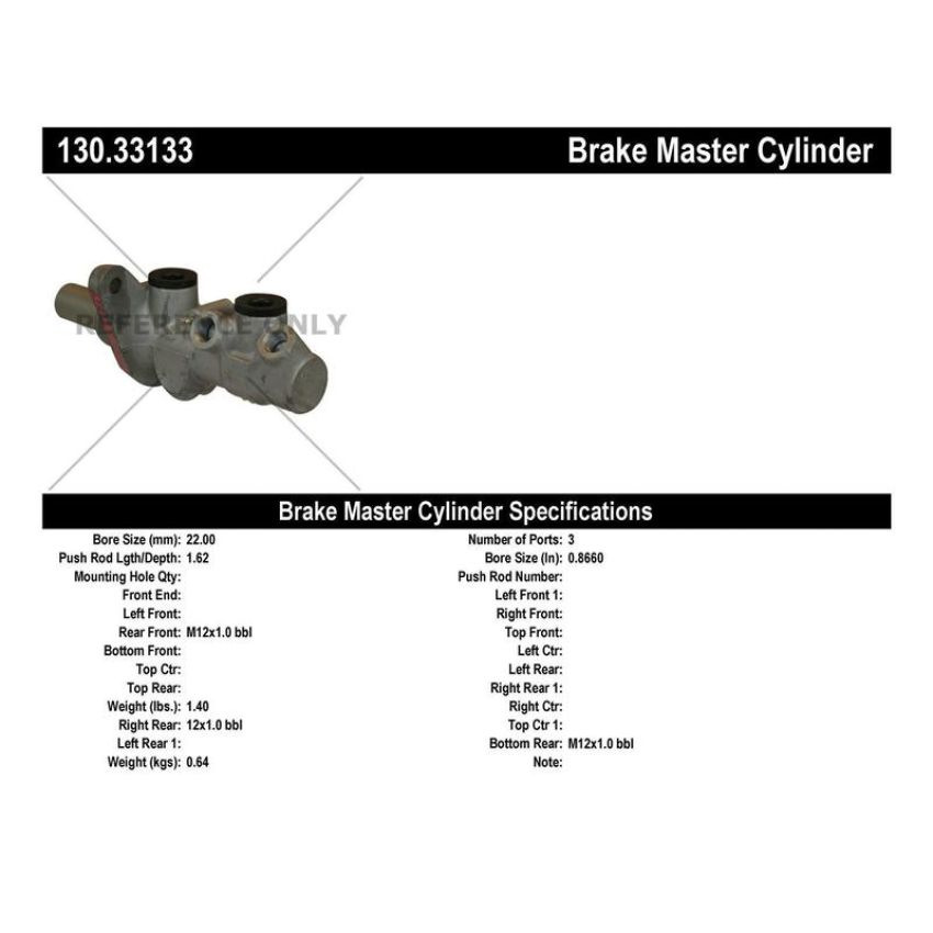 CENTRIC PARTS 130.33133 Centric Premium Brake Master Cylinder