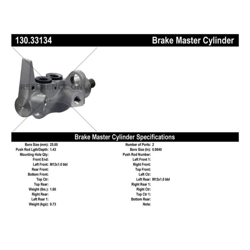 CENTRIC PARTS 130.33134 Centric Premium Brake Master Cylinder